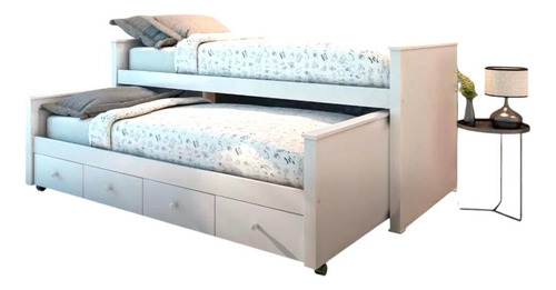 Cama Nido Doble 1 Plaza Y Media Con Cajones Juvenil Blanco