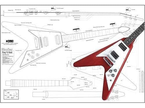 Plan Of Gibson Flying V '67 Guitarra Eléctrica Impresión A E