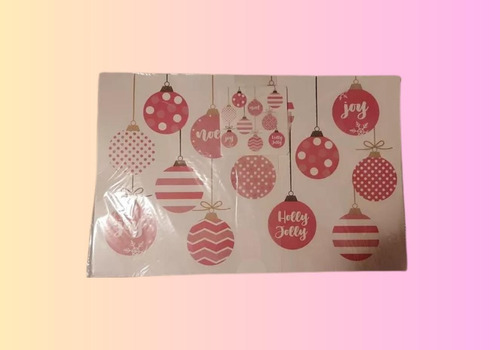 Manteles Individuales Y Portavasos Esferas Rosas Navidad