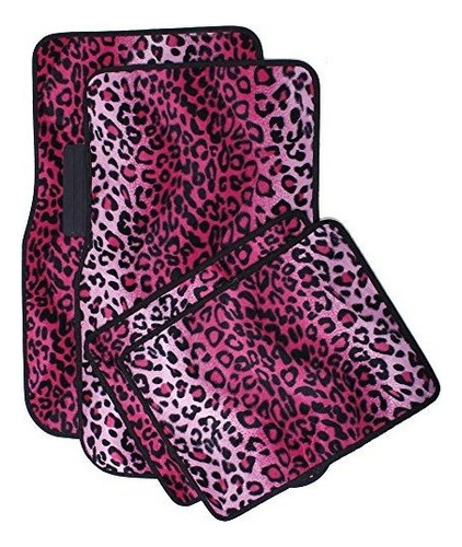 Tapetes - Bdk Pink Leopard Animal Print Front & Rear Carpet 
