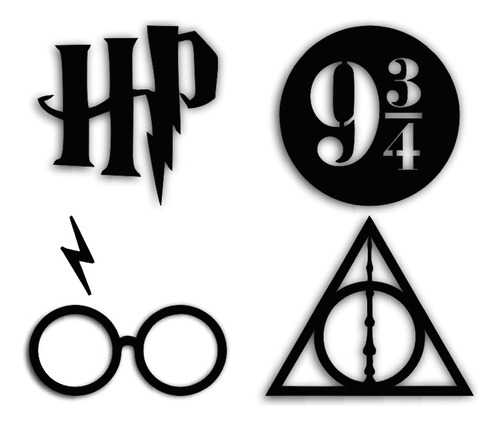 Set X4 Cuadros Decorativos Harry Potter En Mdf 3mm