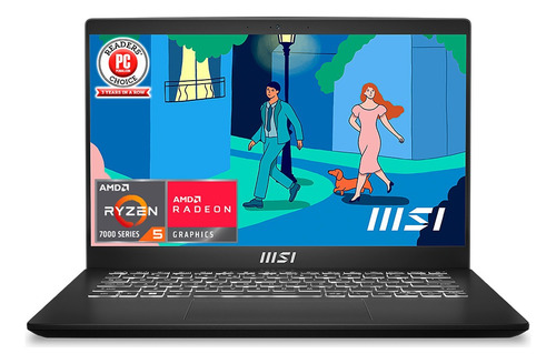 Laptop Thin & Light MSI Modern 15 B7M-458MX Ryzen 5 7430U AMD Radeon Graphics 8GB RAM 512GB SSD 15.6" FHD 60Hz Negra,Teclado en español/2 años de garantía
