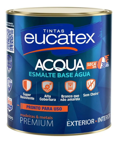 Tinta Esmalte Base Água Eucatex Acqua Fosco 900ml Quartinho
