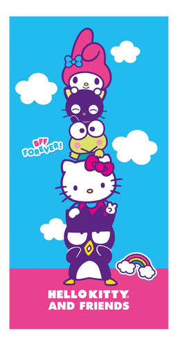 Toalla Premium Para Baño 75x147cm Hello Kitty Friends Color Celeste