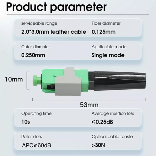 Conector Para Fibra Óptica Sc Apc Para Ftth 100 Piezas 3.0mm