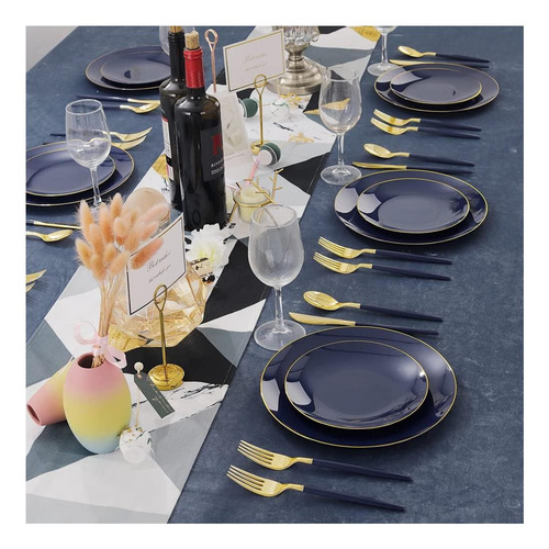 Liacere 150pcs Placas De Plástico Azules: Cubiertos De Con Y