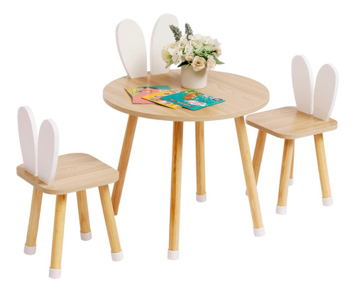 Mesa Para Niños Con Dos Sillas De Madera