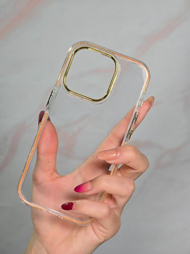 Funda Transparente Brillos Glitter Para Iphone Elegi Modelo Amarillo Iphone 13 Pro