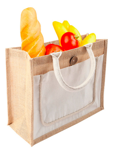 Bolsa De Yute Laminada Con Boton Para Cerrar