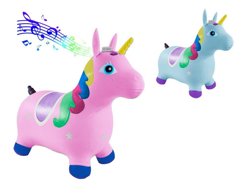 Animal Saltarin Pony Inflable De Goma Juguete Sonido Color Rosa Forma Caballito