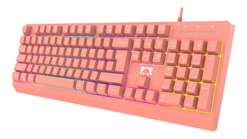 Imagen 5 de 8 de Teclado Semi-mecanico Gamer Ajazz Stk090 Rosa Con Luz Rgb