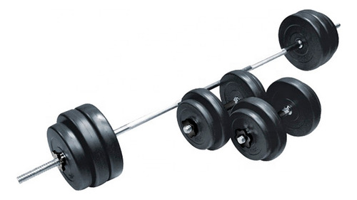Kit Gym Barra Body Pump + 2 Mancuernas + 50kg En Discos 