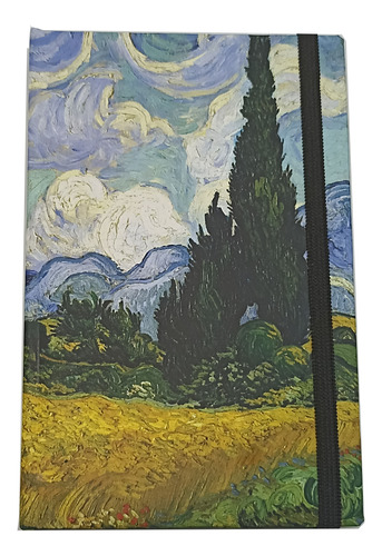 Libreta Artesanal Campo De Trigo Con Cipreses Van Gogh