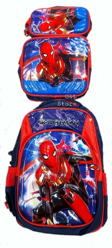 Kit Morral Spiderman(hombre Araña) + Lonchera Termica + Cart