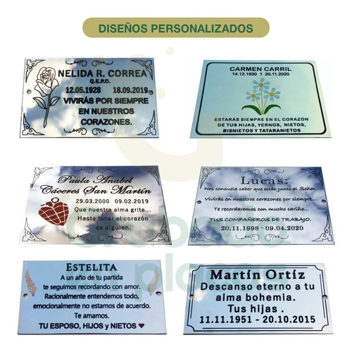 Imagen 9 de 10 de Placa Cromada Funeraria, Cementerio, Nicho, Lapida, 20x10cm