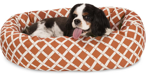 Cama Para Perros Sherpa Bagel De Bambú Naranja Quemado De 24