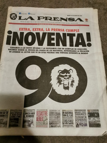 Periódico La Prensa 90 Años Agosto 2018