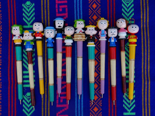12 Piezas Artesanía Mex/plumas De Madera el Chavo Del Ocho