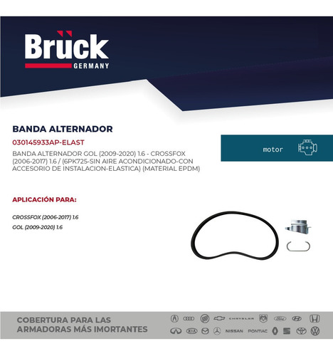 Banda Accesorios Alternador Gol Crossfox 6pk 725 Elastica