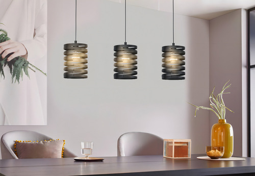 Lámpara Colgante Cremella acero Negro 3X40W E27 IP20 cod.99347