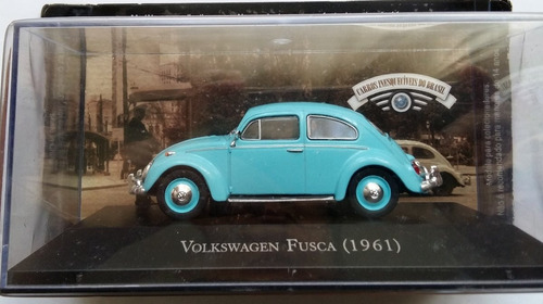 Miniatura Fusca 1961 1/43 Azul Inesqueciveis Do Brasil 