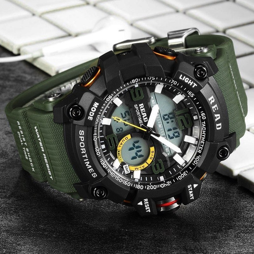 Relógio Digital Analógico Estilo Militar Shock Calendário