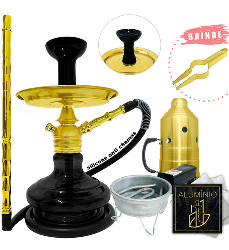 Narguile Black Hookah Completo Mini Monster Anti Chamas