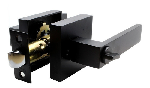 Imagen 2 de 3 de Chapa Cerradura Manija Milan Inoxx Italy Negra Recamara Baño