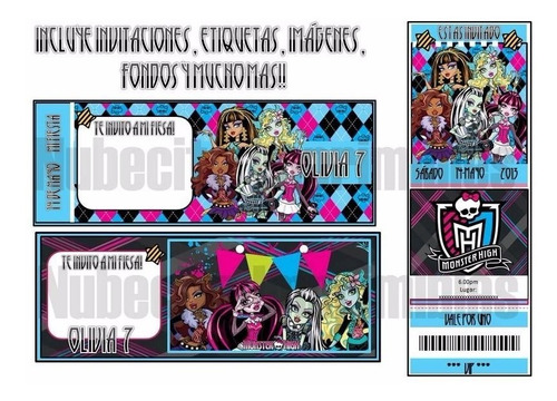 Kit Imprimible Monster High 3x1