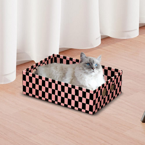 Caja Rascadora De Cartón Para Gatos, Salón De Rojo Naranja