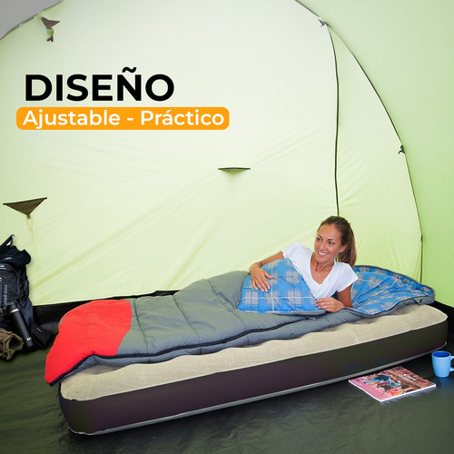 Colchon Inflable Individual Cama De Aire Portatil Camping Color Gris