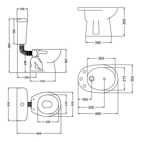 Imagen 3 de 10 de Baño Completo Vanitory Wengue Grifería Sanitarios Accesorios