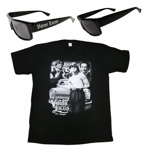 2 Lentes De Sol Cholos Vatos Locos Y Playera Xl Chicano Azte