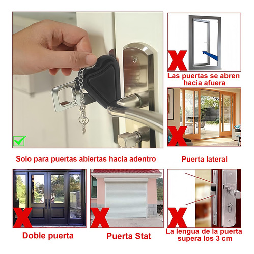 Cerradura De Puerta Portátil Y Alarma De Tope De