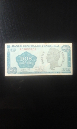 Billetes De 2 Bolivares Año 1989