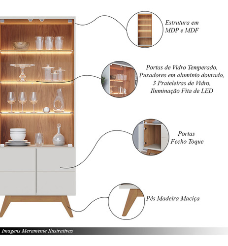 Conjunto 1 Cristaleira E 1 Buffet Sancho Off White