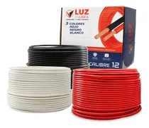 Comprar Pack Con 3 Rollos 100m Cable Calibre 12 Rojo, 100m Calibre 12 Negro Y 100m Calibre 12 Blanco, Thw Cca Pvc 75°c  Marca Luz En Linea
