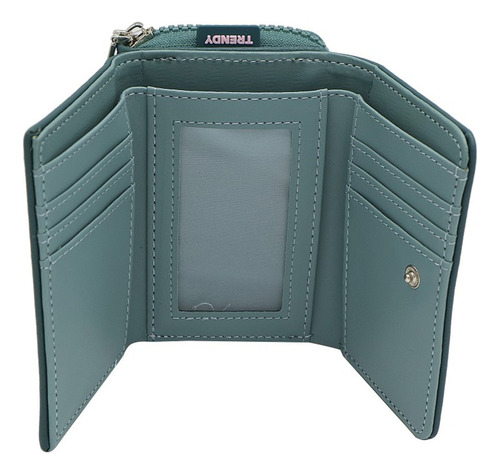 Billetera Trendy C/6 Tarjeteros Y Monedero C/ Llavero Regalo Tdy 28356.3 Petróleo Liso