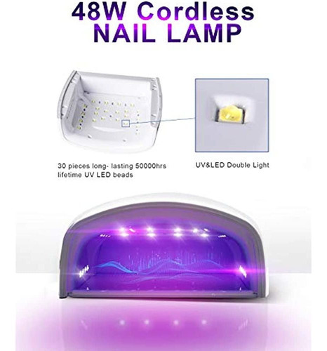 Lámpara De Uñas Led Uv Recargable, Luz De Uñas Profesional D