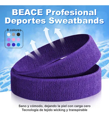 ** Deportiva Banda Cabeza Sudor Diadema Muñequera Elástica