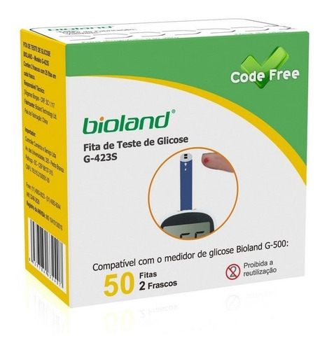 Imagem 1 de 3 de Fita Para Medição Teste De Glicose G-423s Code Free Bioland
