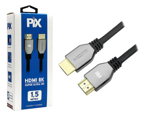 Cabo Hdmi Premium 2.1 1,5 Metros 4k 144hz 8k 120hz 48g Gamer - Pix