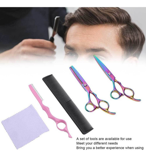 4 Tijeras Profesional Estilista Barbero Peluquero Peine