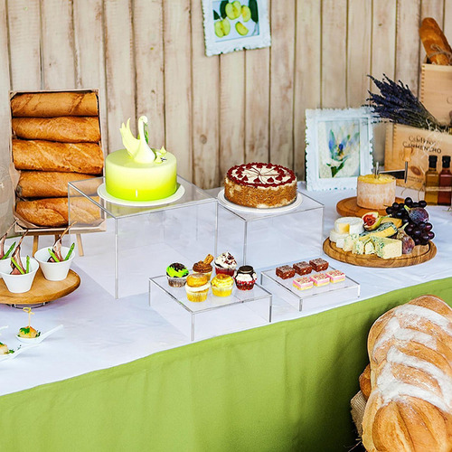 4 Peças Cubo Acrílico Caixa De Exibição Riser Food Riser