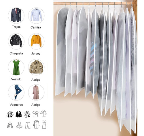 12fundas Protectoras Ropa Para Colgar Transparentes A Prueba