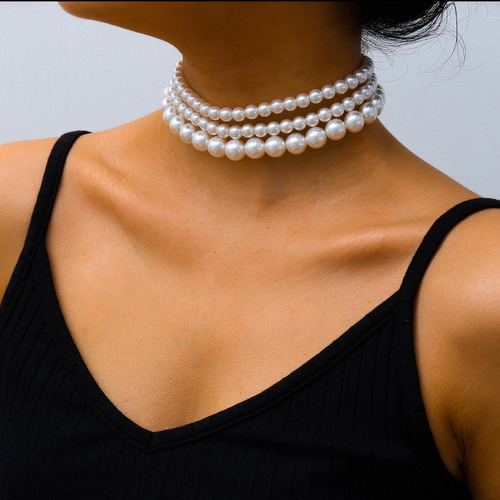 Elegante Collar De Perlas De Imitación Para Mujer, Joyería D