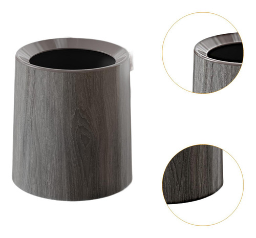 Papelera Con Vetas De Madera, Elegante, Para Sin Base