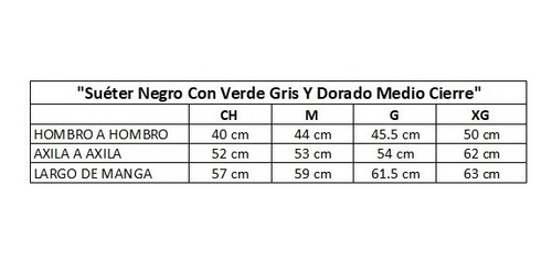 Imagen 5 de 5 de Suéter Negro Con Verde Gris Y Dorado Medio Cierre
