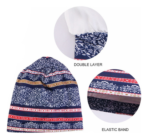Gorro Para Dormir Tipo Bandana Con Forro De Satén Estampado