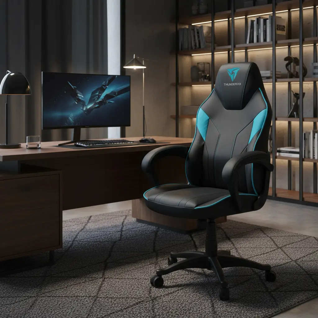 Cadeira Gamer Ergonomica ThunderX3 EC1 Preto Ciano 150kg
